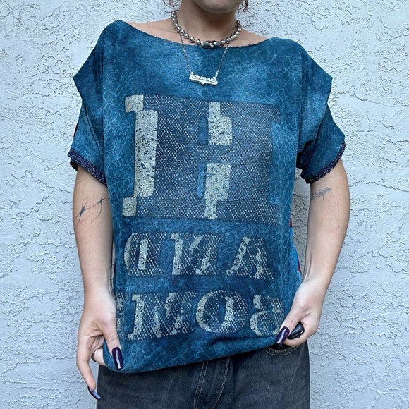 Y2k Patterned Striped Glittery Shirt - Picture 8 of 9